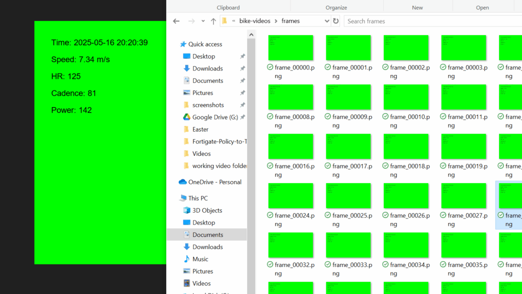 Screenshot of generated frames