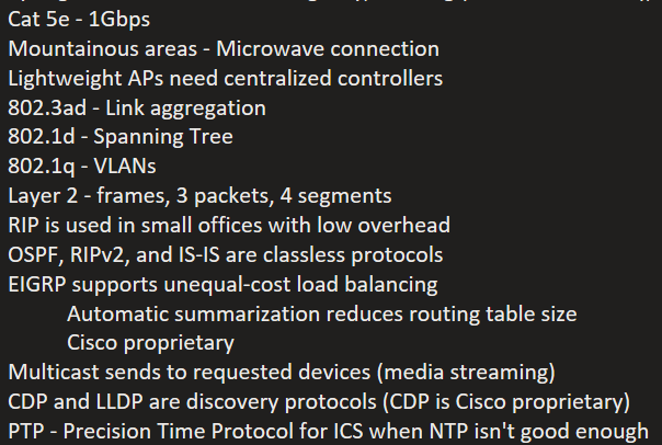 Sample of Network+ notes